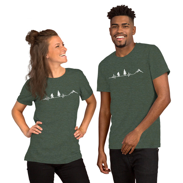 Bigfoot Heartbeat Shirt - Sasquatch EKG Graphic Tee - Hiking Gift