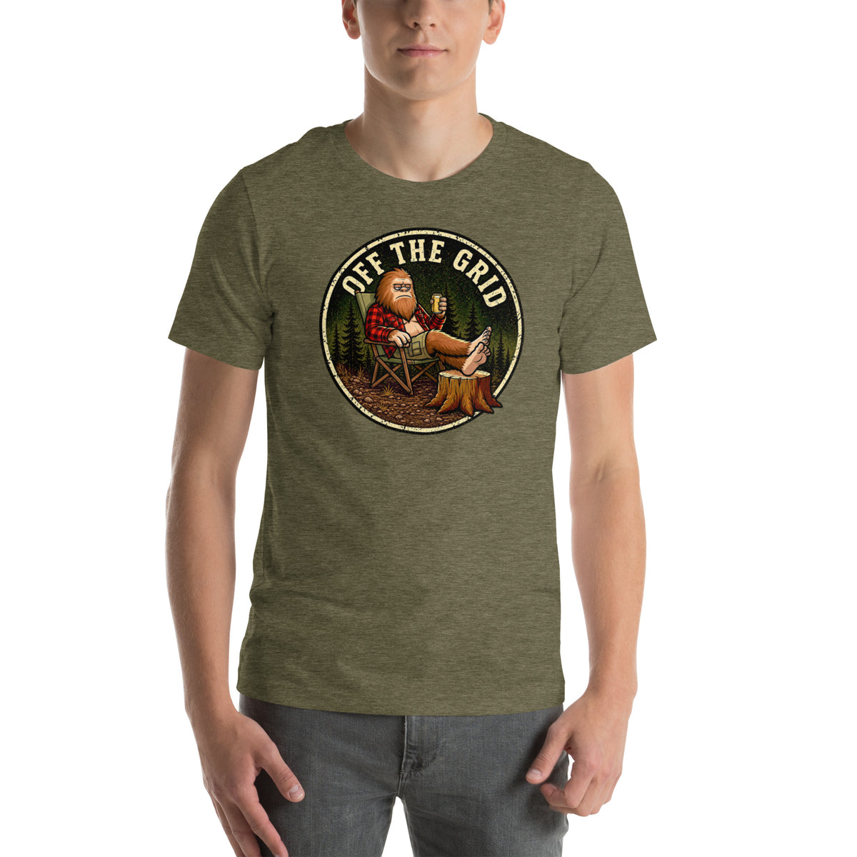 Funny Bigfoot Shirt - Sasquatch Off the Grid Graphic Tee - Cryptid Lover Gift - Gift for Campers Hiking Fans
