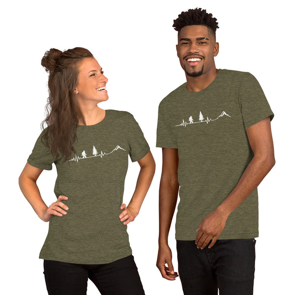Bigfoot Heartbeat Shirt - Sasquatch EKG Graphic Tee - Hiking Gift
