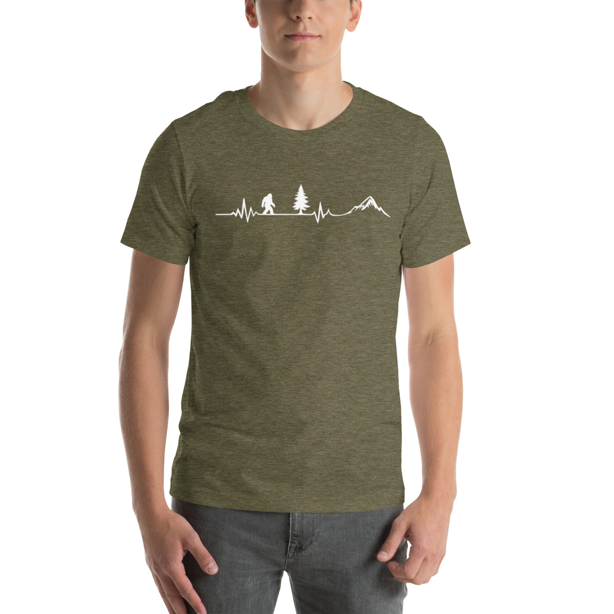 Bigfoot Heartbeat Shirt - Sasquatch EKG Graphic Tee - Hiking Gift