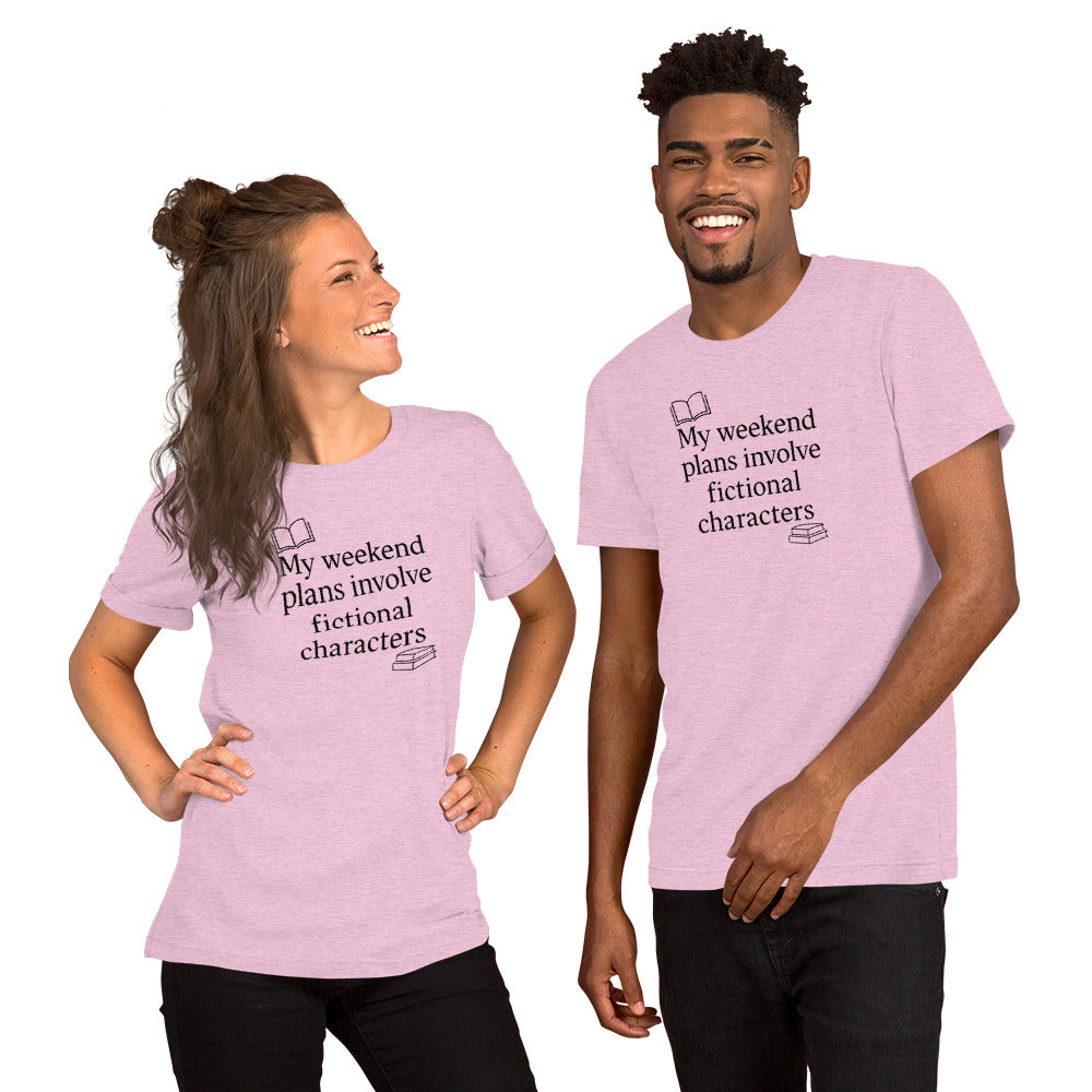 Book Lover Shirt - Funny Bookworm T-Shirt - Reader Humor Tee - My Weekend Plans Fictional Characters - Bookish Gift
