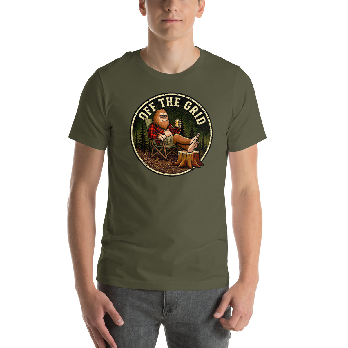 Funny Bigfoot Shirt - Sasquatch Off the Grid Graphic Tee - Cryptid Lover Gift - Gift for Campers Hiking Fans