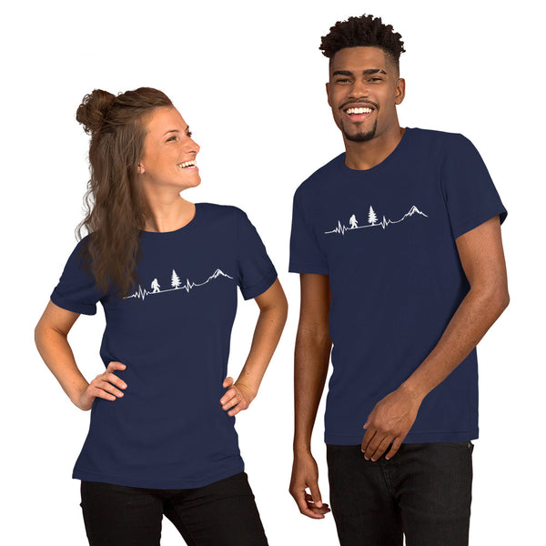 Bigfoot Heartbeat Shirt - Sasquatch EKG Graphic Tee - Hiking Gift