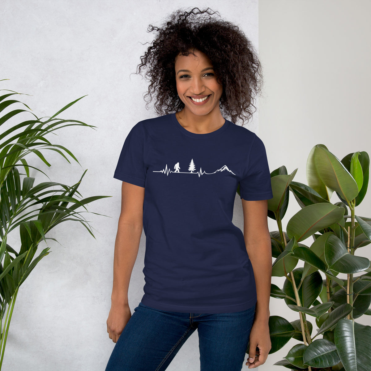 Bigfoot Heartbeat Shirt - Sasquatch EKG Graphic Tee - Hiking Gift