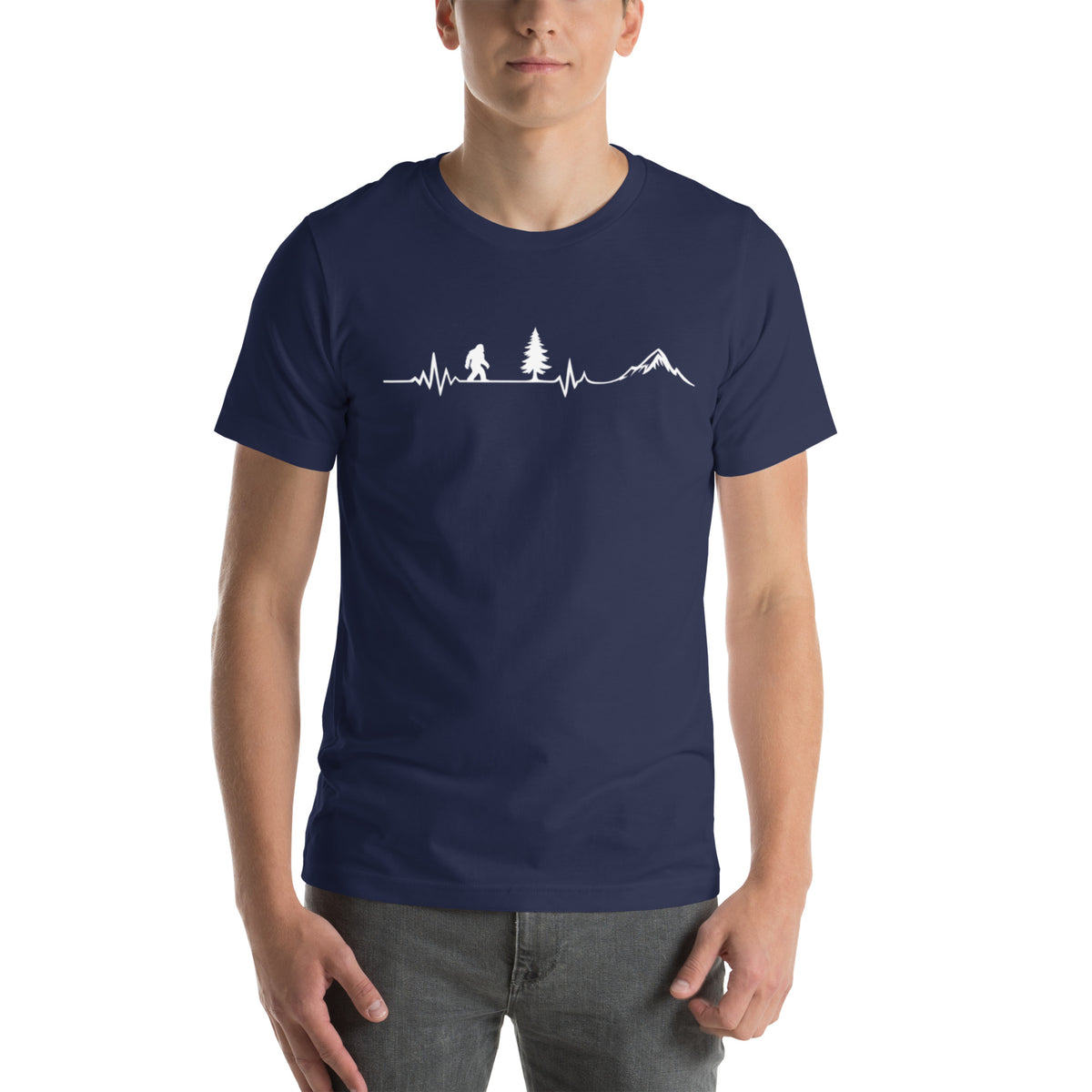 Bigfoot Heartbeat Shirt - Sasquatch EKG Graphic Tee - Hiking Gift