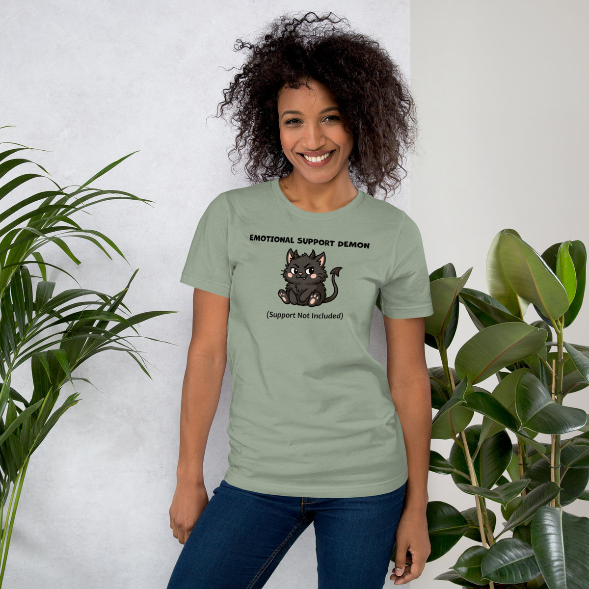 Funny Black Cat Shirt - Emotional Support Demon Tee - Dark Humor Cat Gift - Witchy Cat Lover Shirt