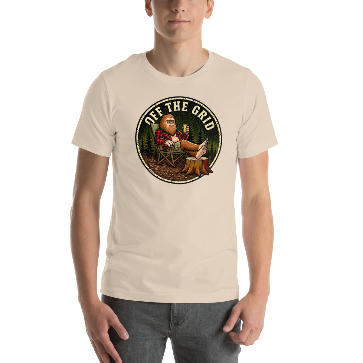 Funny Bigfoot Shirt - Sasquatch Off the Grid Graphic Tee - Cryptid Lover Gift - Gift for Campers Hiking Fans