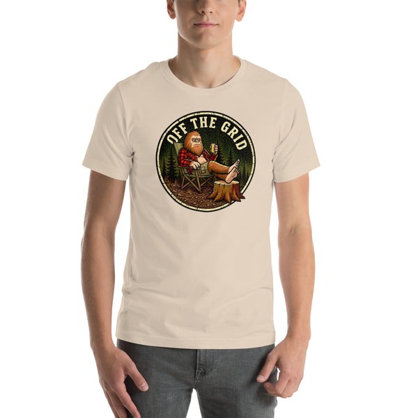 Funny Bigfoot Shirt - Sasquatch Off the Grid Graphic Tee - Cryptid Lover Gift - Gift for Campers Hiking Fans
