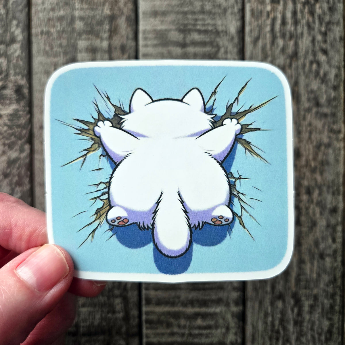 Splat Cat Sticker - Funny Squished Kitty Vinyl Decal