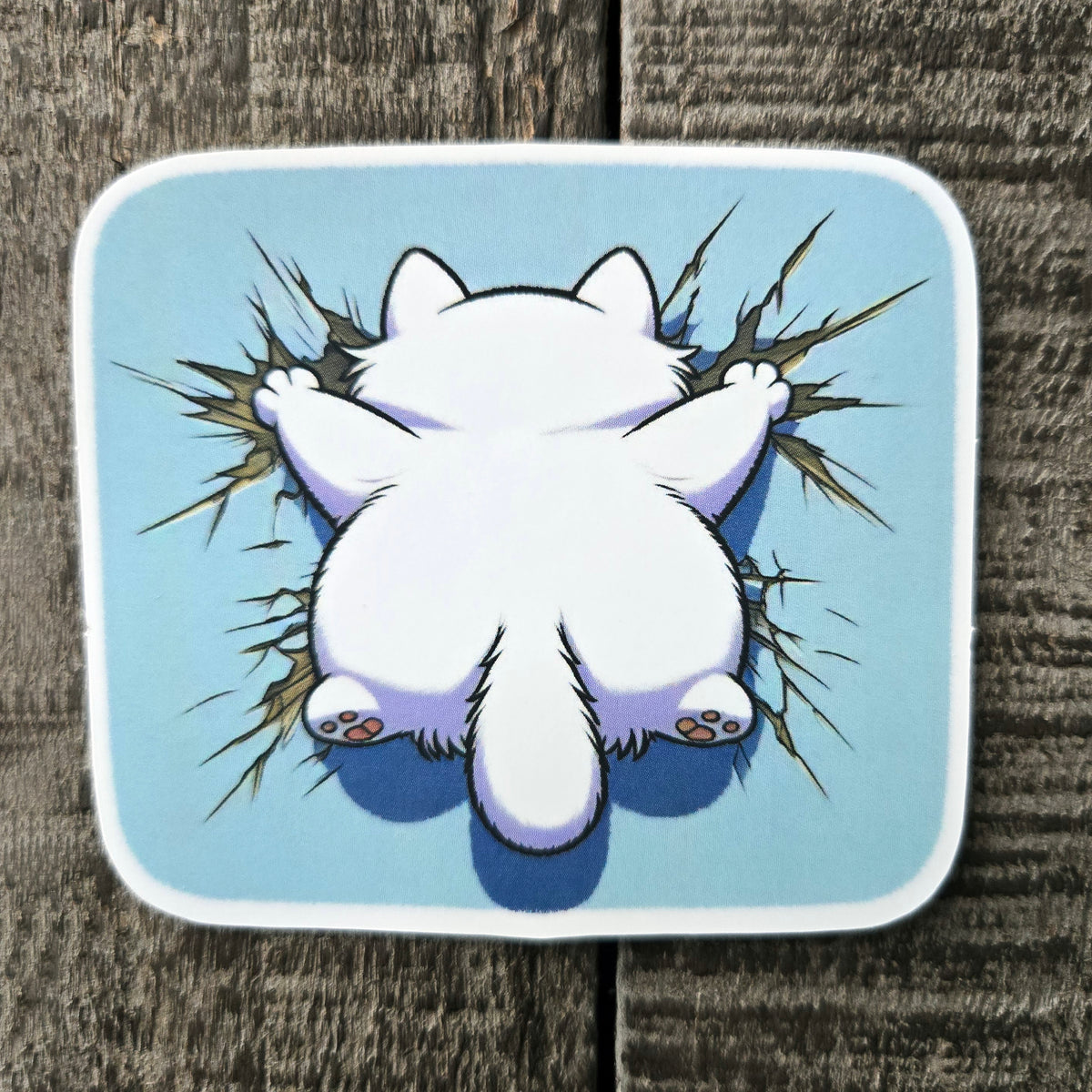 Splat Cat Sticker - Funny Squished Kitty Vinyl Decal