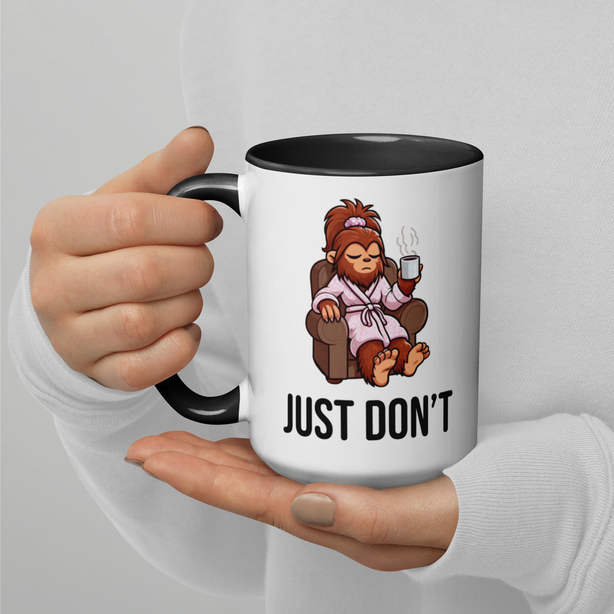 Grumpy Lady Bigfoot Ceramic Mug – Funny Sasquatch Coffee Cup for Coffee Lovers - Cryptid Gift
