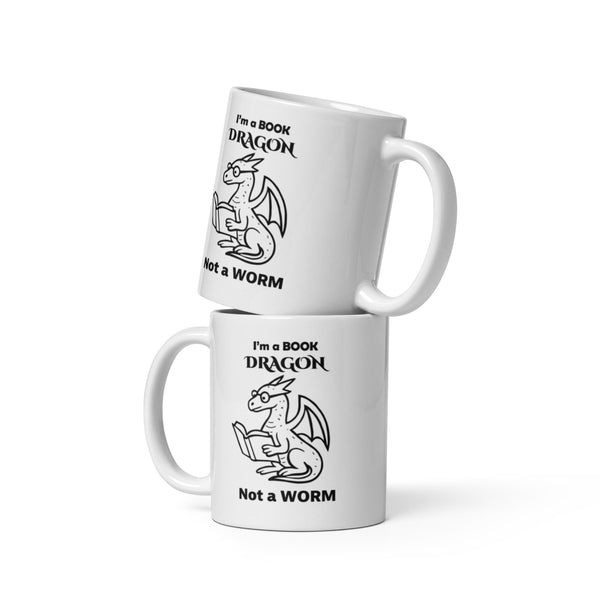 Book Dragon Mug - Book Lover Gift - Funny Bookworm Coffee Cup for Librarian Teacher Reader - 11oz 15oz 20oz Ceramic