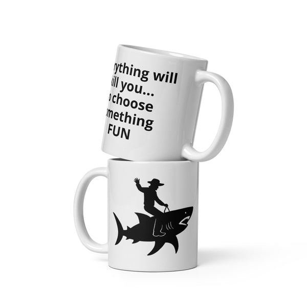 Cowboy Shark Mug - Funny Coffee Mug for Men Dad - Sarcastic Gift Birthday Fathers Day - 11oz 15oz 20oz Ceramic Cup