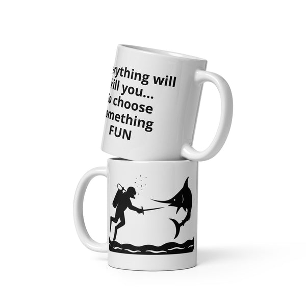 Scuba Diving Mug - Funny Diver Gift - Ocean Adventure Coffee Mug - Swordfish Fencing - Motivational Quote