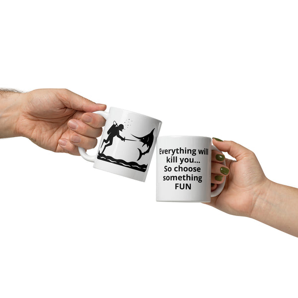 Scuba Diving Mug - Funny Diver Gift - Ocean Adventure Coffee Mug - Swordfish Fencing - Motivational Quote