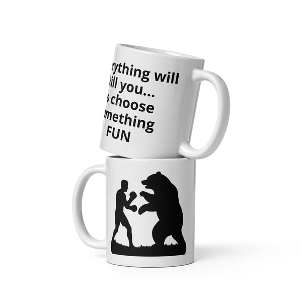 Boxing Bear Mug - Funny Motivational Quote Coffee Cup for Men Dad Fighter Outdoorsman - Adventure Gift