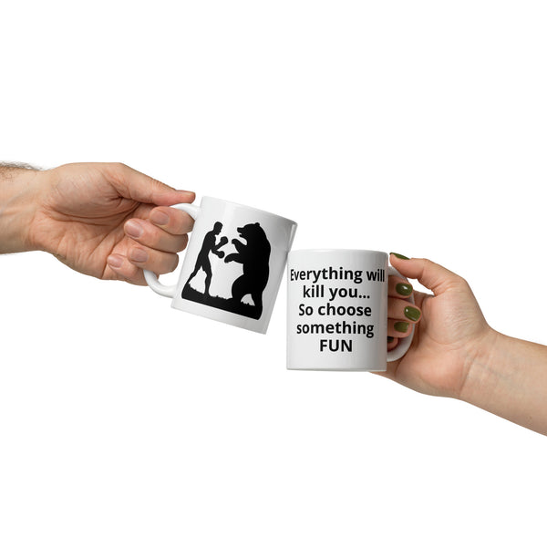 Boxing Bear Mug - Funny Motivational Quote Coffee Cup for Men Dad Fighter Outdoorsman - Adventure Gift