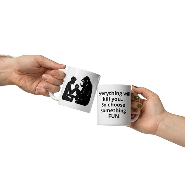 Gorilla Coffee Mug Gift for Men - Funny Arm Wrestling Mug Dad Gift - Motivational Strength Mug For Him