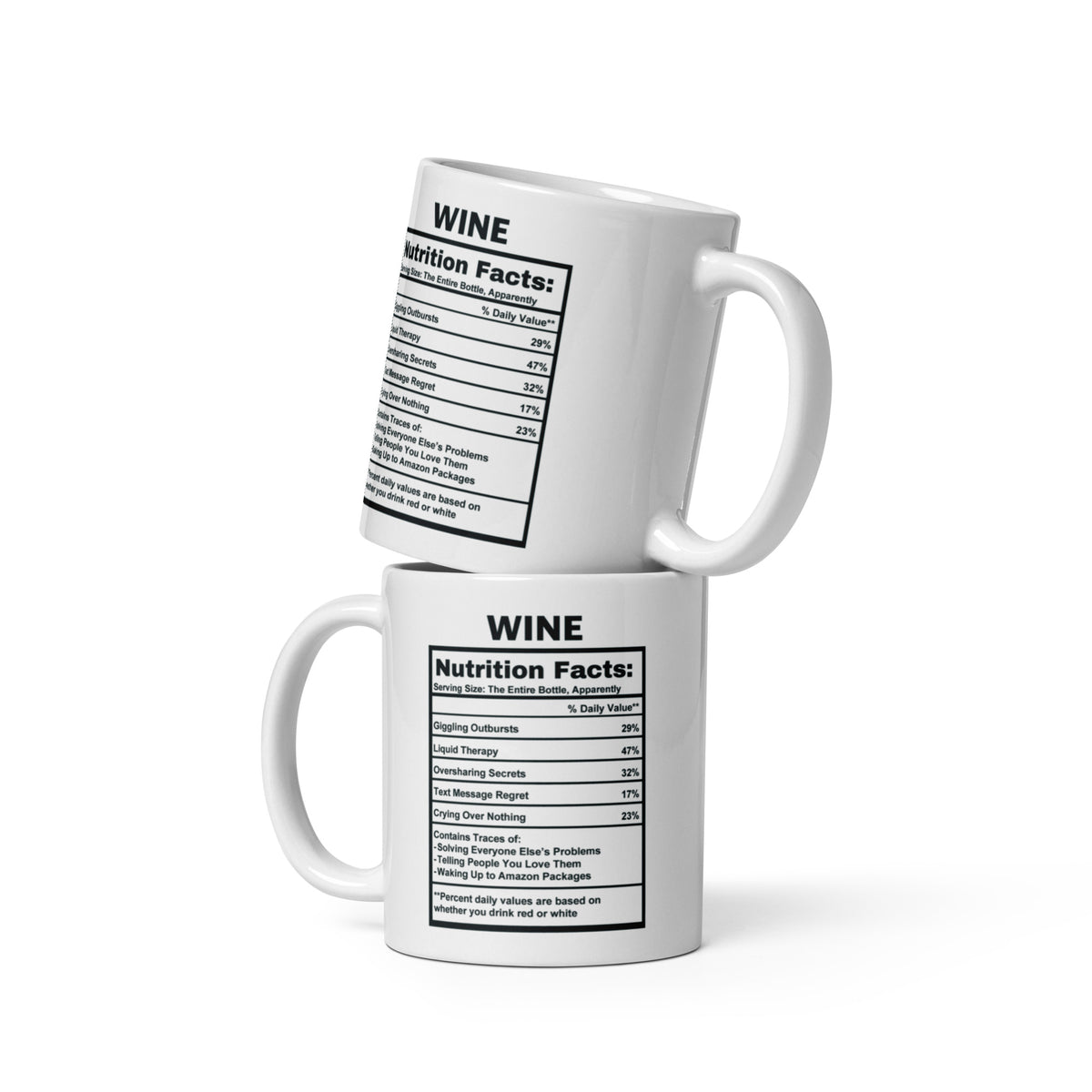 Wine Lover Gift Mug - Funny Nutrition Facts Coffee Mug for Mom - Sarcastic Wine Humor Gift