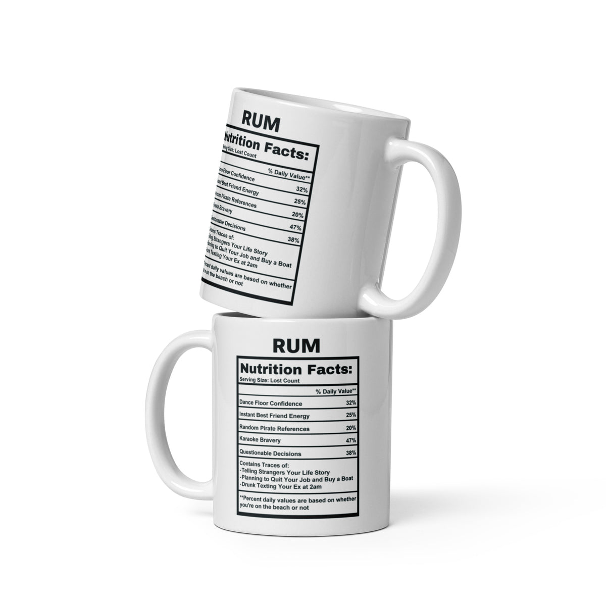 Rum Lover Gift Mug - Funny Nutrition Facts Coffee Mug for Dad - Sarcastic Rum Drinker Gift for Men Friends