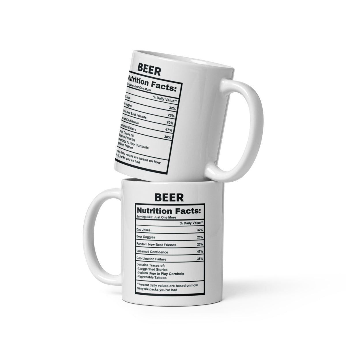 Beer Lover Gift Mug - Funny Nutrition Facts Coffee Mug for Dad Men - Sarcastic Beer Drinker Man Cave Gift