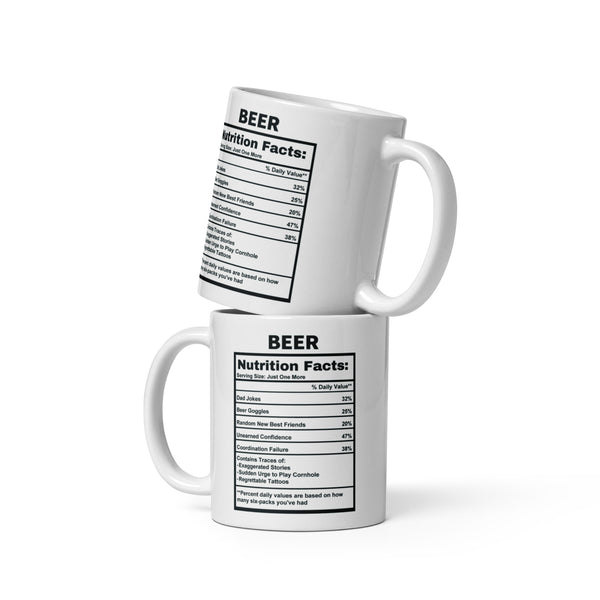 Beer Lover Gift Mug - Funny Nutrition Facts Coffee Mug for Dad Men - Sarcastic Beer Drinker Man Cave Gift