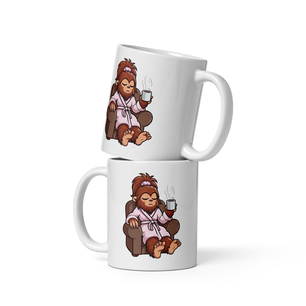 Grumpy Lady Bigfoot Mug - Sasquatch Coffee Cup - Funny Cryptid Gift for Coffee Lovers