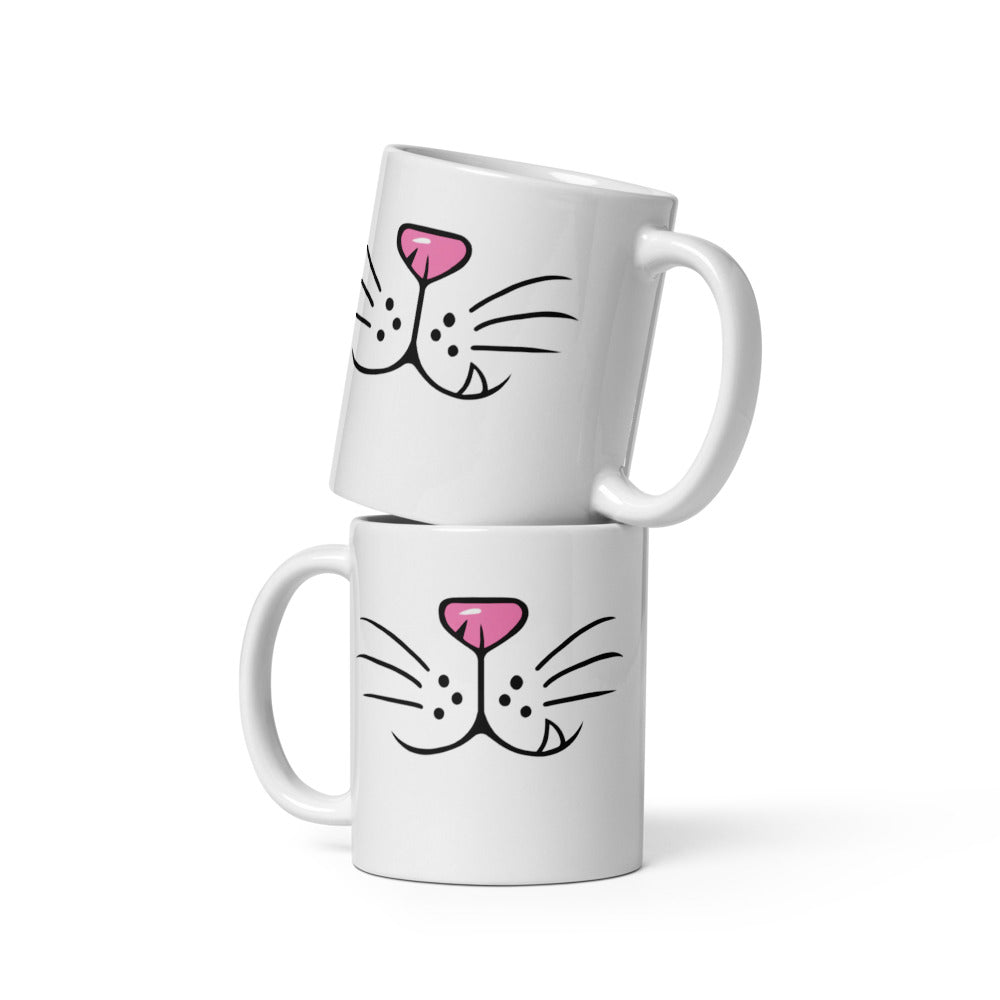 Cat Face Mug - Funny Cat Coffee Mug - Cat Lover Gift - Novelty Ceramic Mug - Cute Cat Mug