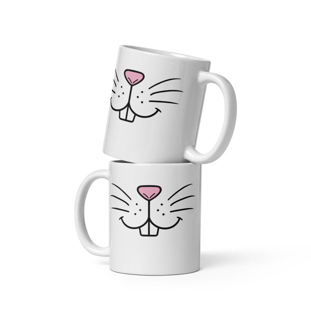 Funny Coffee Mug - Bunny Face Ceramic Mug - Cute Animal Mug - Novelty Gift - Rabbit Lover Gift