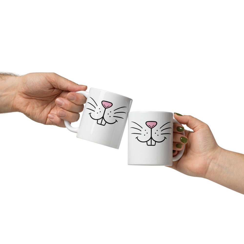 Funny Coffee Mug - Bunny Face Ceramic Mug - Cute Animal Mug - Novelty Gift - Rabbit Lover Gift