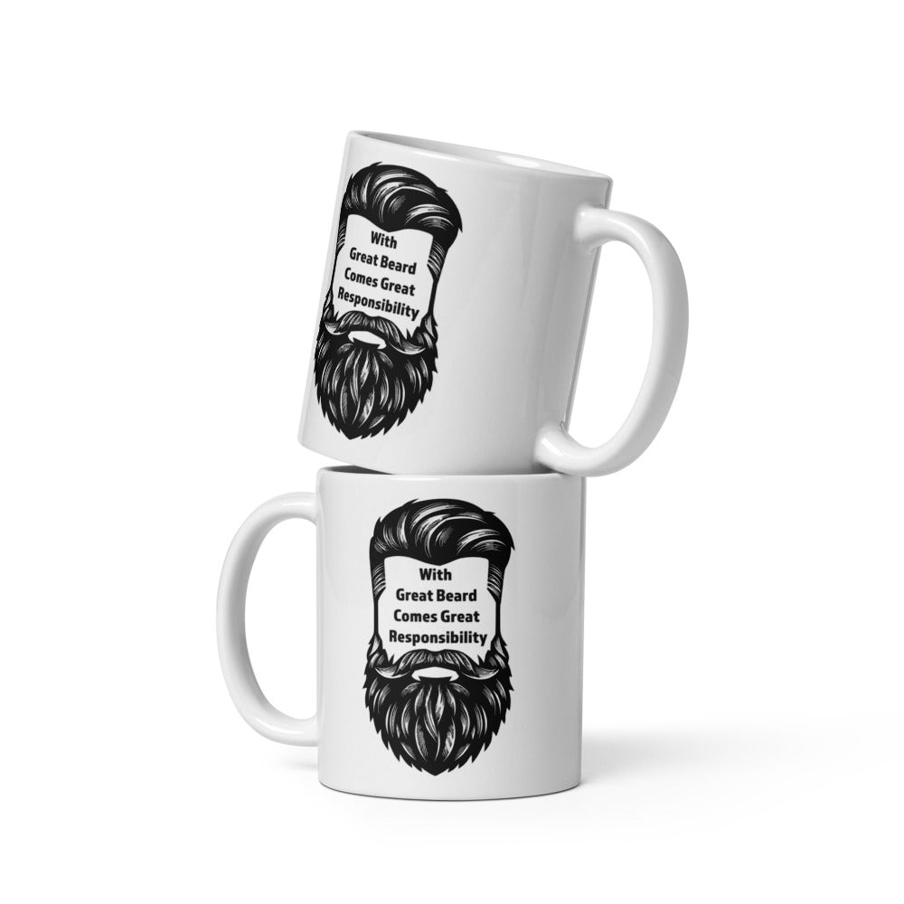 Funny Beard Mug For Men - With Great Beard Comes Great Responsibility - Coffee Mug Bearded Dad Gift - Beard Lover Novelty Mug