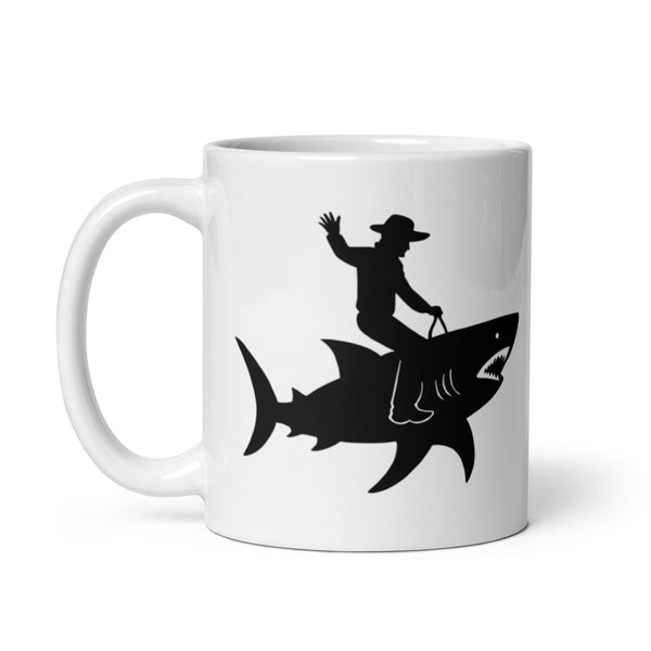 Cowboy Shark Mug - Funny Coffee Mug for Men Dad - Sarcastic Gift Birthday Fathers Day - 11oz 15oz 20oz Ceramic Cup