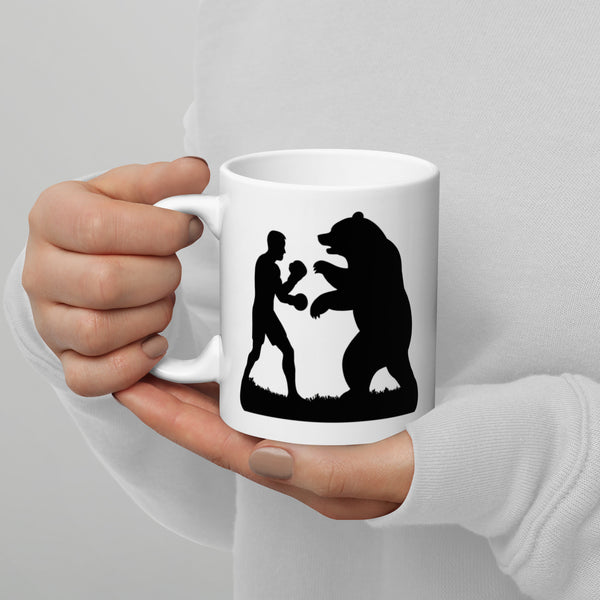 Boxing Bear Mug - Funny Motivational Quote Coffee Cup for Men Dad Fighter Outdoorsman - Adventure Gift