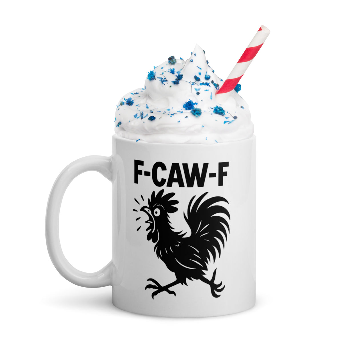 Rooster Coffee Mug Funny - F-CAW-F Sarcastic Gag Gift for Friends Coworkers - Grumpy Chicken Ceramic Cup