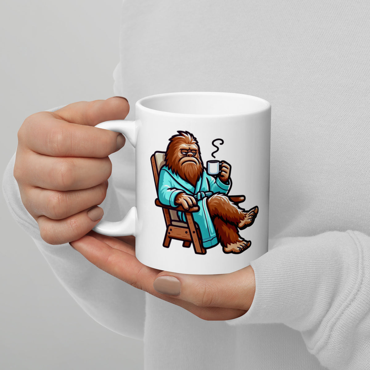 Grumpy Bigfoot Mug - Sasquatch Coffee Cup - Funny Cryptid Gift for Campers - Outdoor Camping Humor