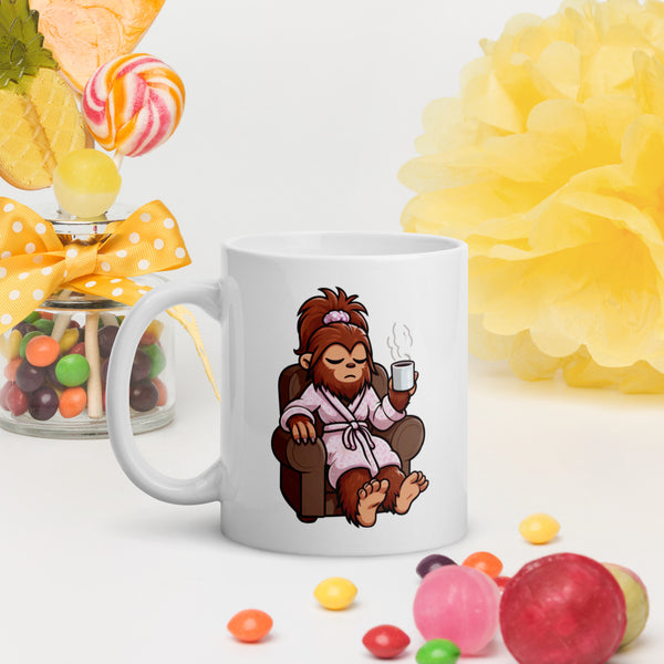 Grumpy Lady Bigfoot Mug - Sasquatch Coffee Cup - Funny Cryptid Gift for Coffee Lovers
