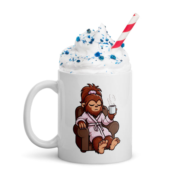 Grumpy Lady Bigfoot Mug - Sasquatch Coffee Cup - Funny Cryptid Gift for Coffee Lovers