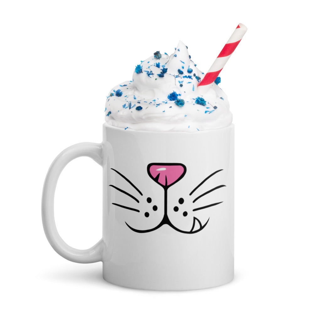 Cat Face Mug - Funny Cat Coffee Mug - Cat Lover Gift - Novelty Ceramic Mug - Cute Cat Mug