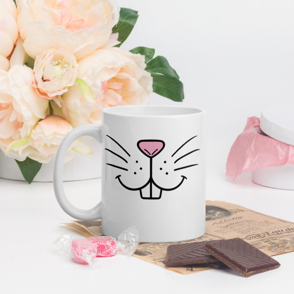 Funny Coffee Mug - Bunny Face Ceramic Mug - Cute Animal Mug - Novelty Gift - Rabbit Lover Gift
