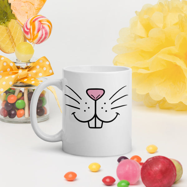 Funny Coffee Mug - Bunny Face Ceramic Mug - Cute Animal Mug - Novelty Gift - Rabbit Lover Gift
