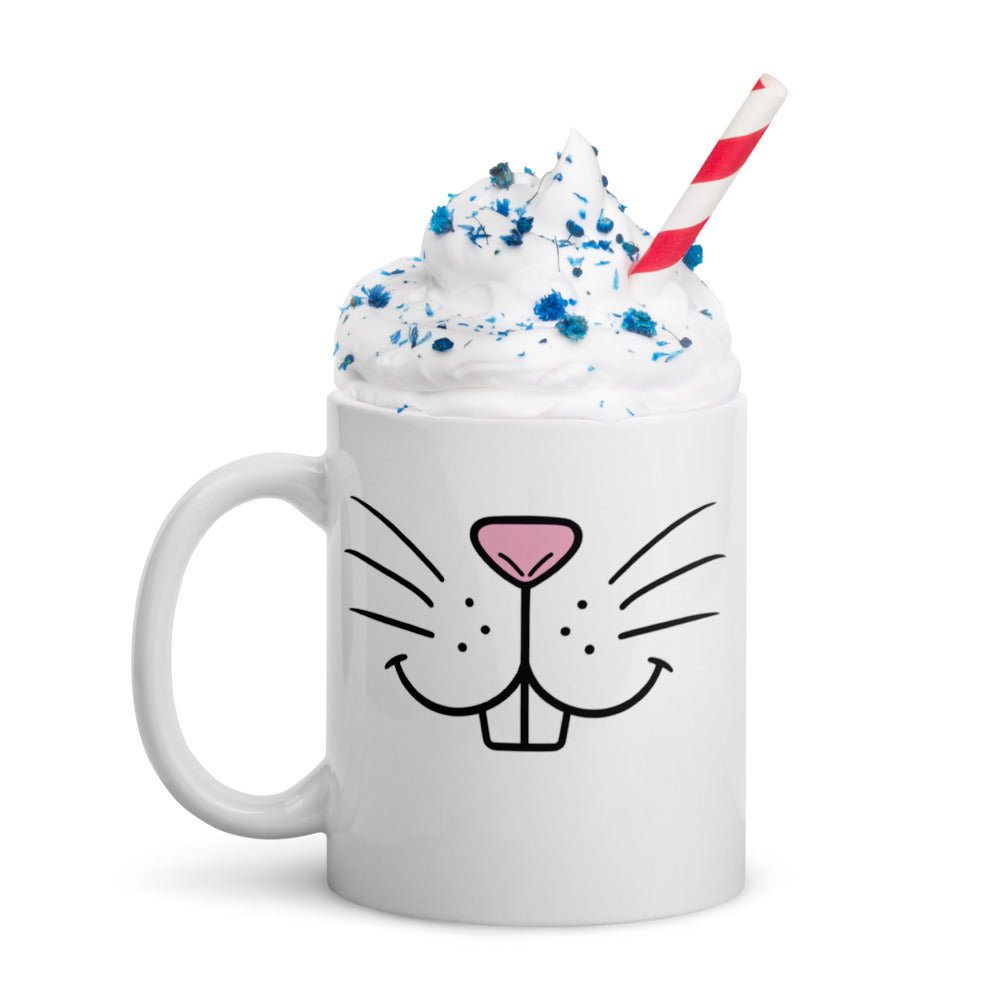 Funny Coffee Mug - Bunny Face Ceramic Mug - Cute Animal Mug - Novelty Gift - Rabbit Lover Gift