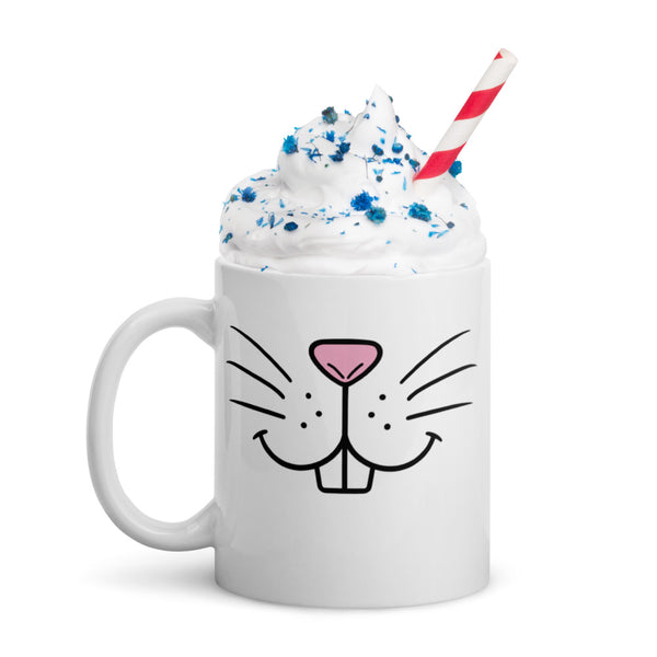 Funny Coffee Mug - Bunny Face Ceramic Mug - Cute Animal Mug - Novelty Gift - Rabbit Lover Gift