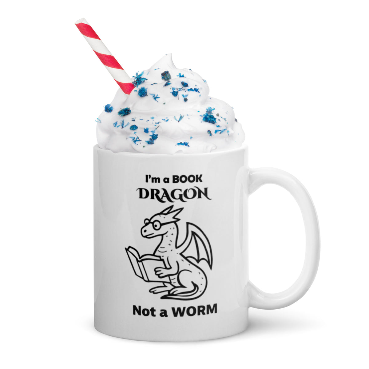 Book Dragon Mug - Book Lover Gift - Funny Bookworm Coffee Cup for Librarian Teacher Reader - 11oz 15oz 20oz Ceramic