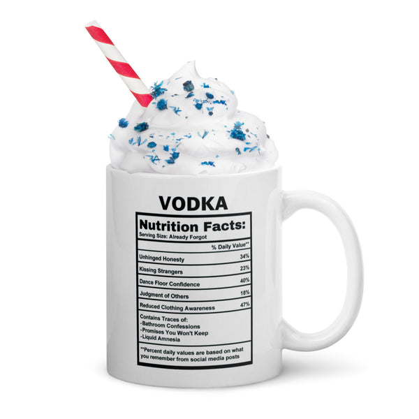 Vodka Lover Gift Mug - Funny Nutrition Facts Coffee Mug for Her Him - Sarcastic Vodka Drinker Party Gift
