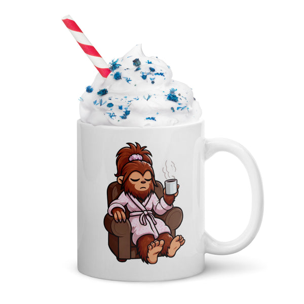Grumpy Lady Bigfoot Mug - Sasquatch Coffee Cup - Funny Cryptid Gift for Coffee Lovers