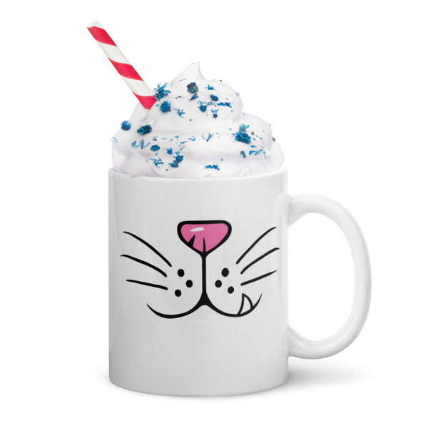 Cat Face Mug - Funny Cat Coffee Mug - Cat Lover Gift - Novelty Ceramic Mug - Cute Cat Mug