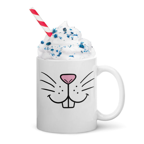 Funny Coffee Mug - Bunny Face Ceramic Mug - Cute Animal Mug - Novelty Gift - Rabbit Lover Gift