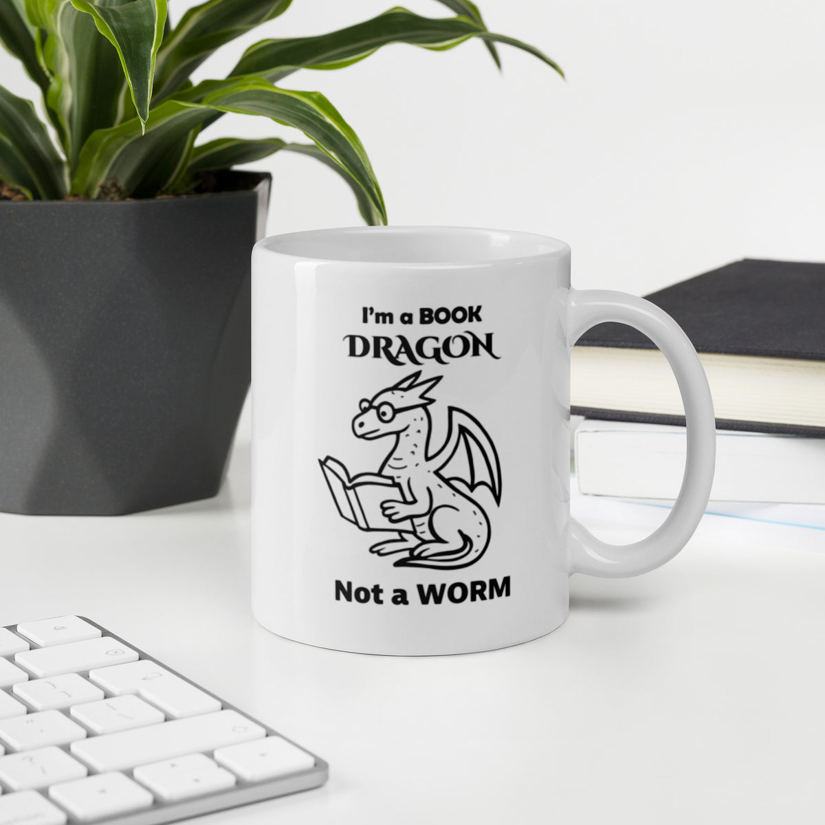 Book Dragon Mug - Book Lover Gift - Funny Bookworm Coffee Cup for Librarian Teacher Reader - 11oz 15oz 20oz Ceramic