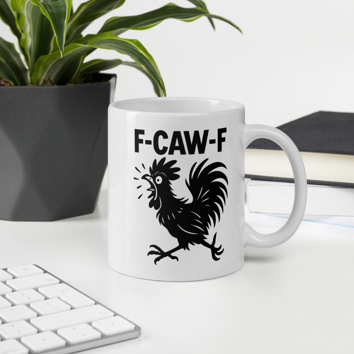 Rooster Coffee Mug Funny - F-CAW-F Sarcastic Gag Gift for Friends Coworkers - Grumpy Chicken Ceramic Cup
