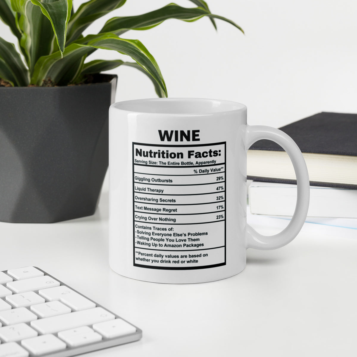 Wine Lover Gift Mug - Funny Nutrition Facts Coffee Mug for Mom - Sarcastic Wine Humor Gift